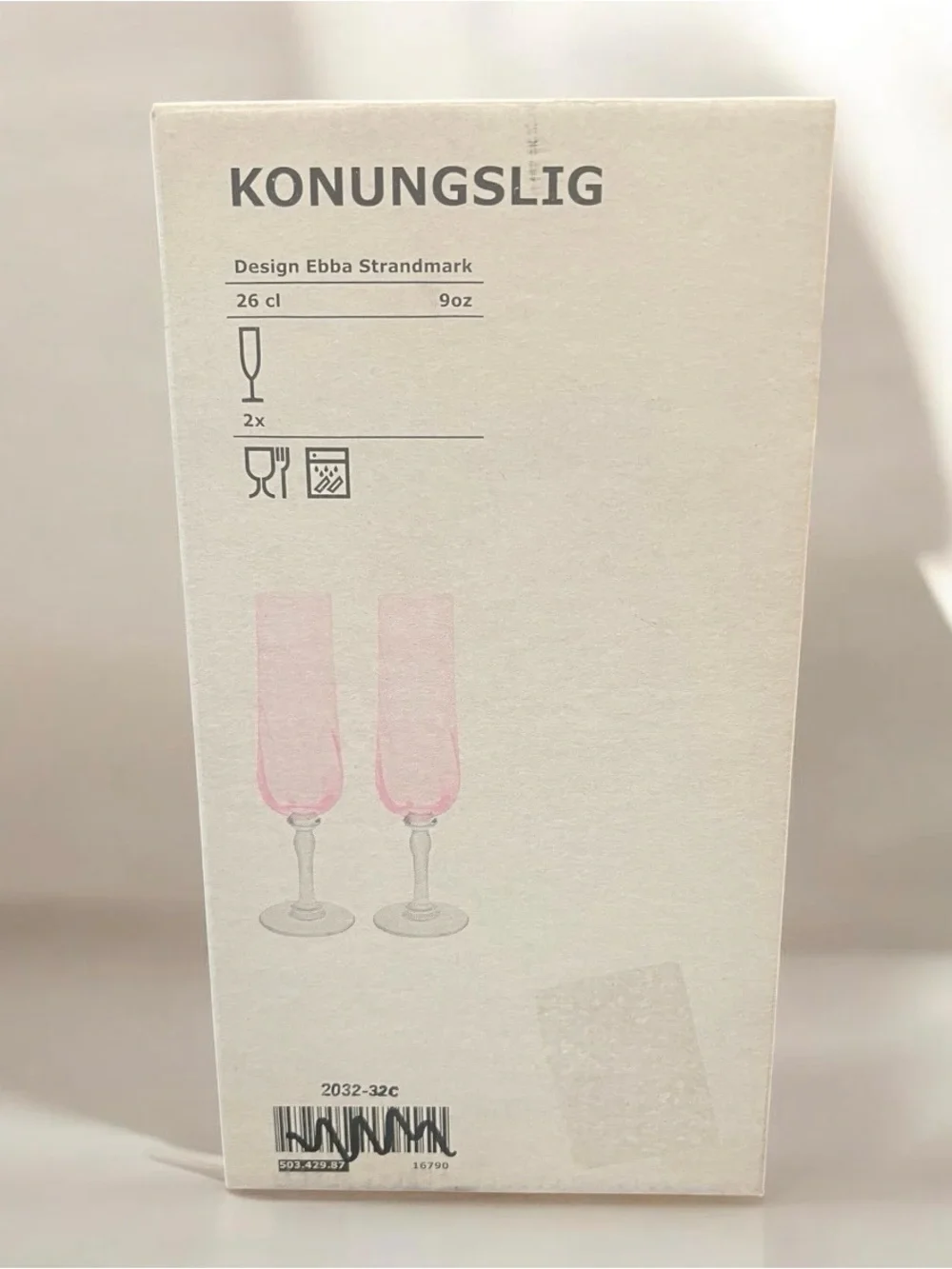 Set Of 2 IKEA Konungslig Pink Champagne Flutes. Brand New.